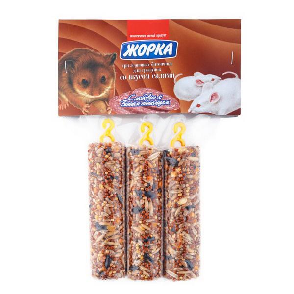 Батончик Жорка зерновой для грызунов Салями 3 штуки 150 гр., пакет