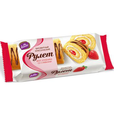 Рулет Конти классический вкус клубника со сливками 200 гр., флоу-пак