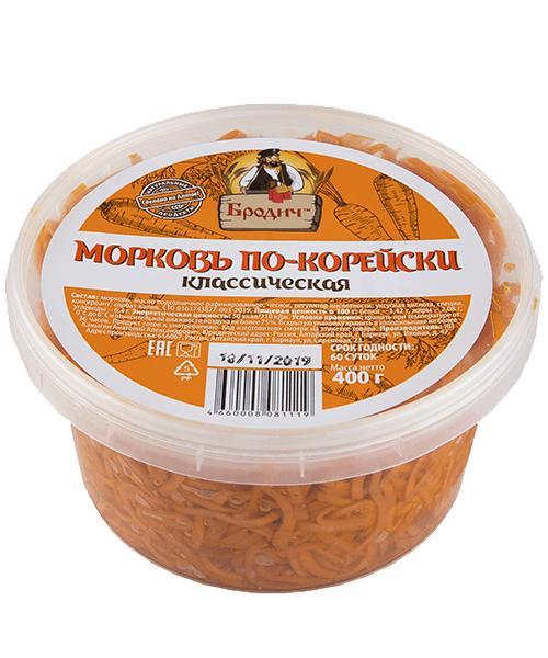 Морковь Бродич по - корейски классическая 400 гр., пластиковый контейнер