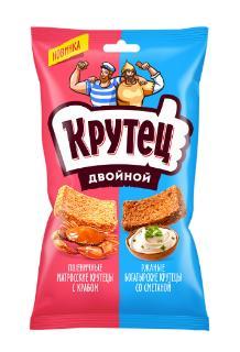 Гренки Крутец двойной со вкусом краба и сметаны 100 гр., флоу-пак