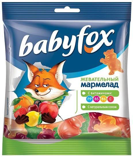 Мармелад жевательный BabyFox с натуральным соком бегемоты 70 гр., флоу-пак