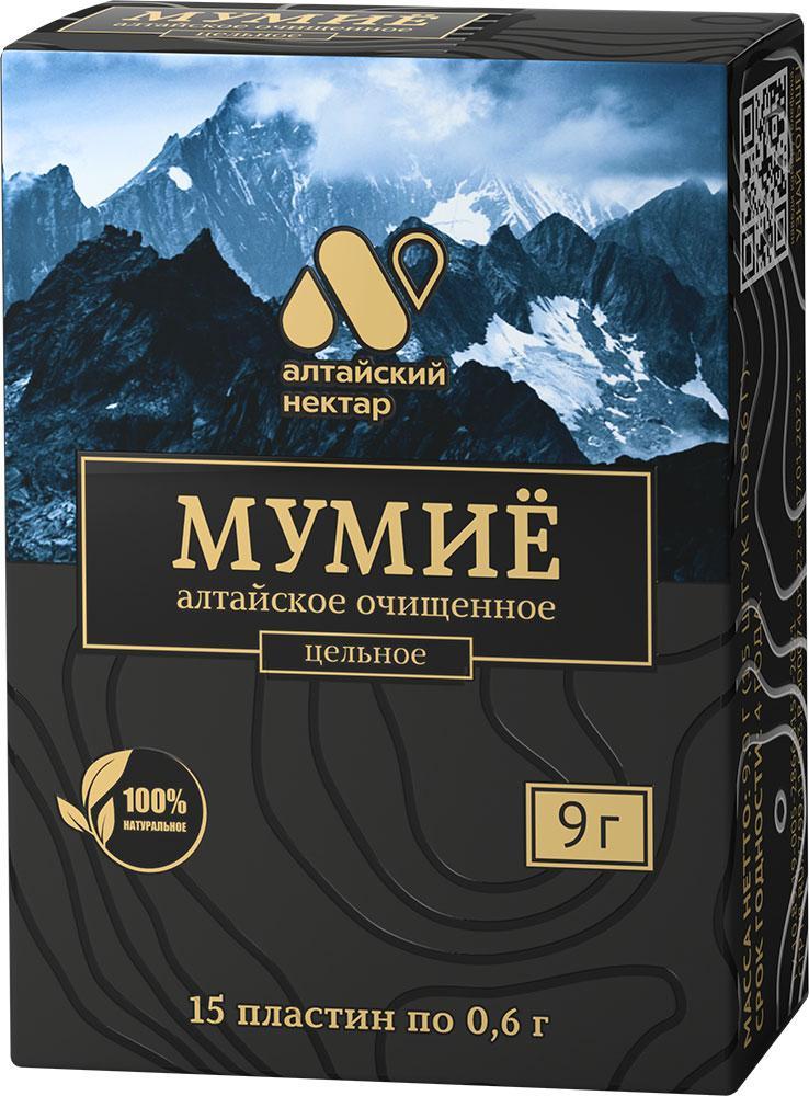 БАД Мумие очищенное Алтайский нектар в пластинах 0,6 гр. 15 шт. 9 гр., картон