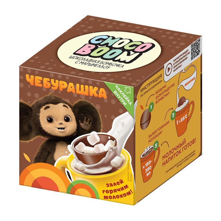 Шар шоколадный Чебурашка CHOCO BOOM с маршмеллоу 28 гр., картон