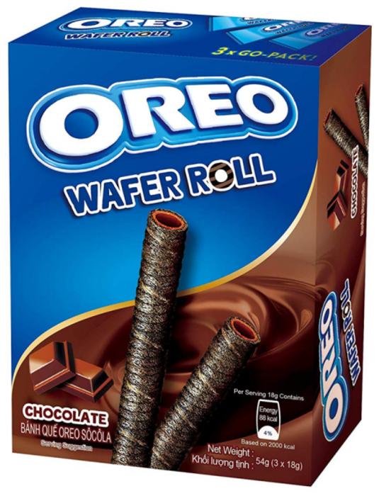 Вафельные трубочки Oreo Wafer Roll Chocolate 54 гр., картон