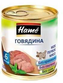 Мясное пюре цыпленок с 6 месяцев Hame, 100 гр., ж/б