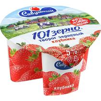 Творог Савушкин зерненый клубника 5% 130 гр., стакан