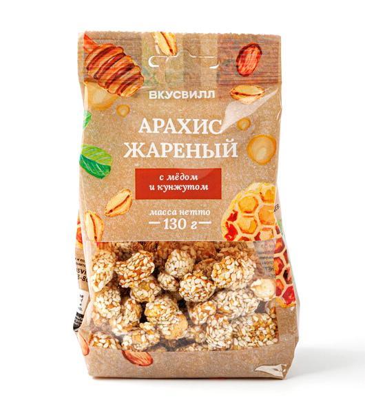 Арахис ВкусВилл жареный с медом и кунжутом 130 гр., флоу-пак