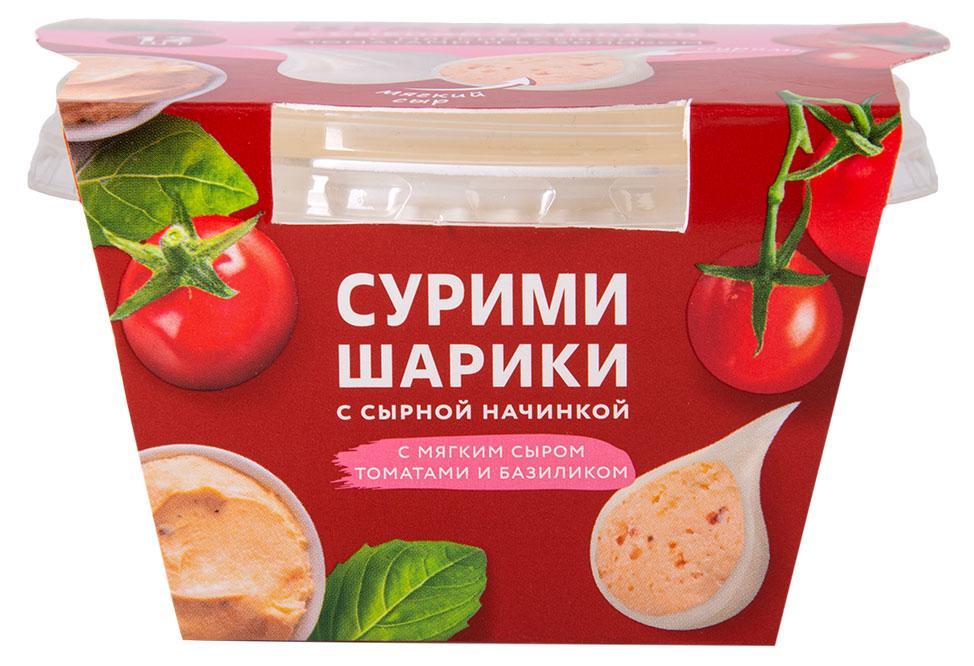 Сурими-шарики Меридиан с мягким сыром, томатом и базиликом 100 гр., картон