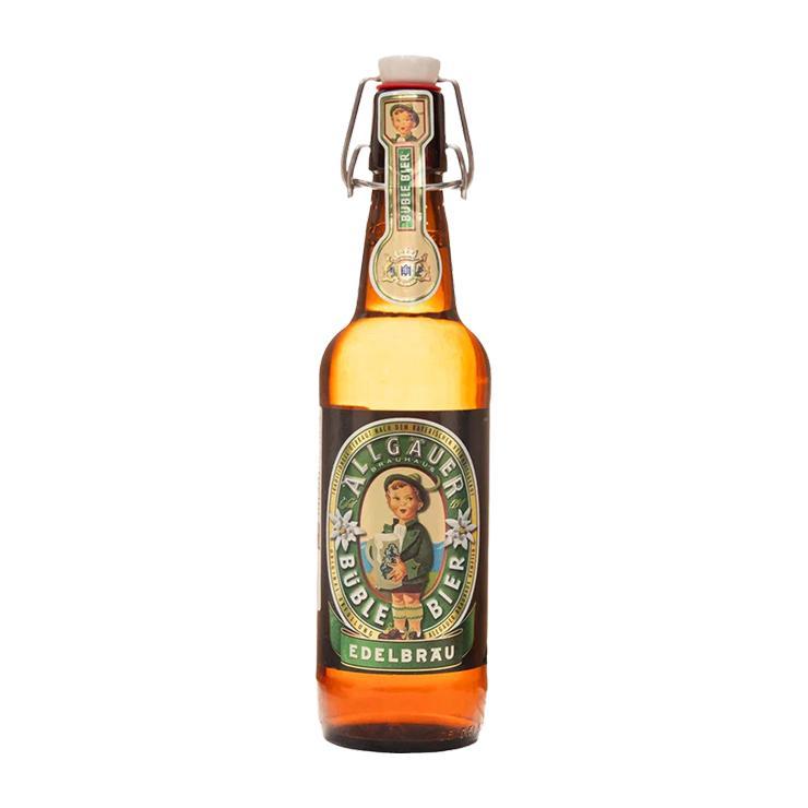 Пиво Allgauer Büble Bier Edelbräu светлое пастеризованное фильтрованное 5,5% 500 мл., стекло