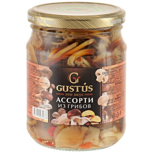 Ассорти Gustus из маринованных грибов 500 гр., стекло