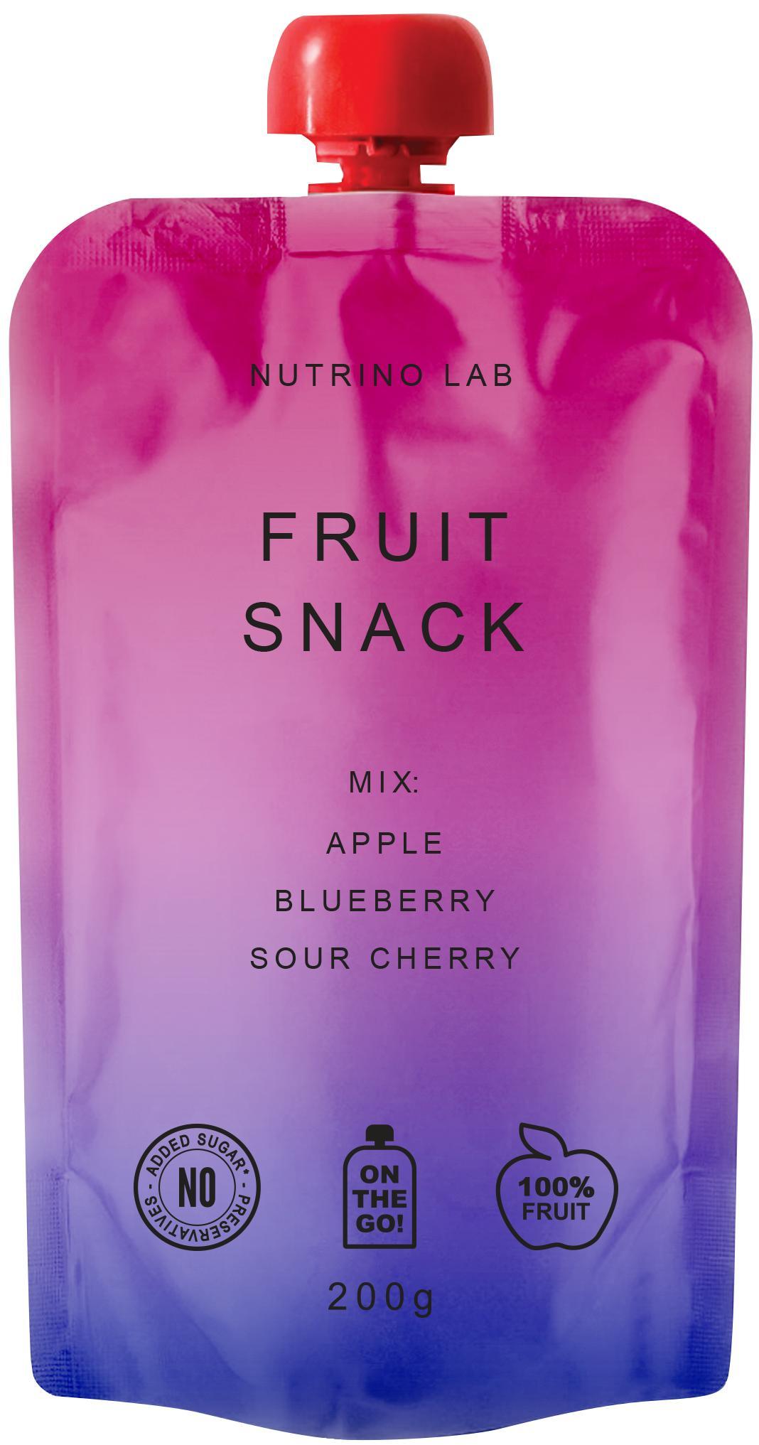 Пюре Nutrino Lab fruit snack яблоко черника вишня 200 гр., дой-пак