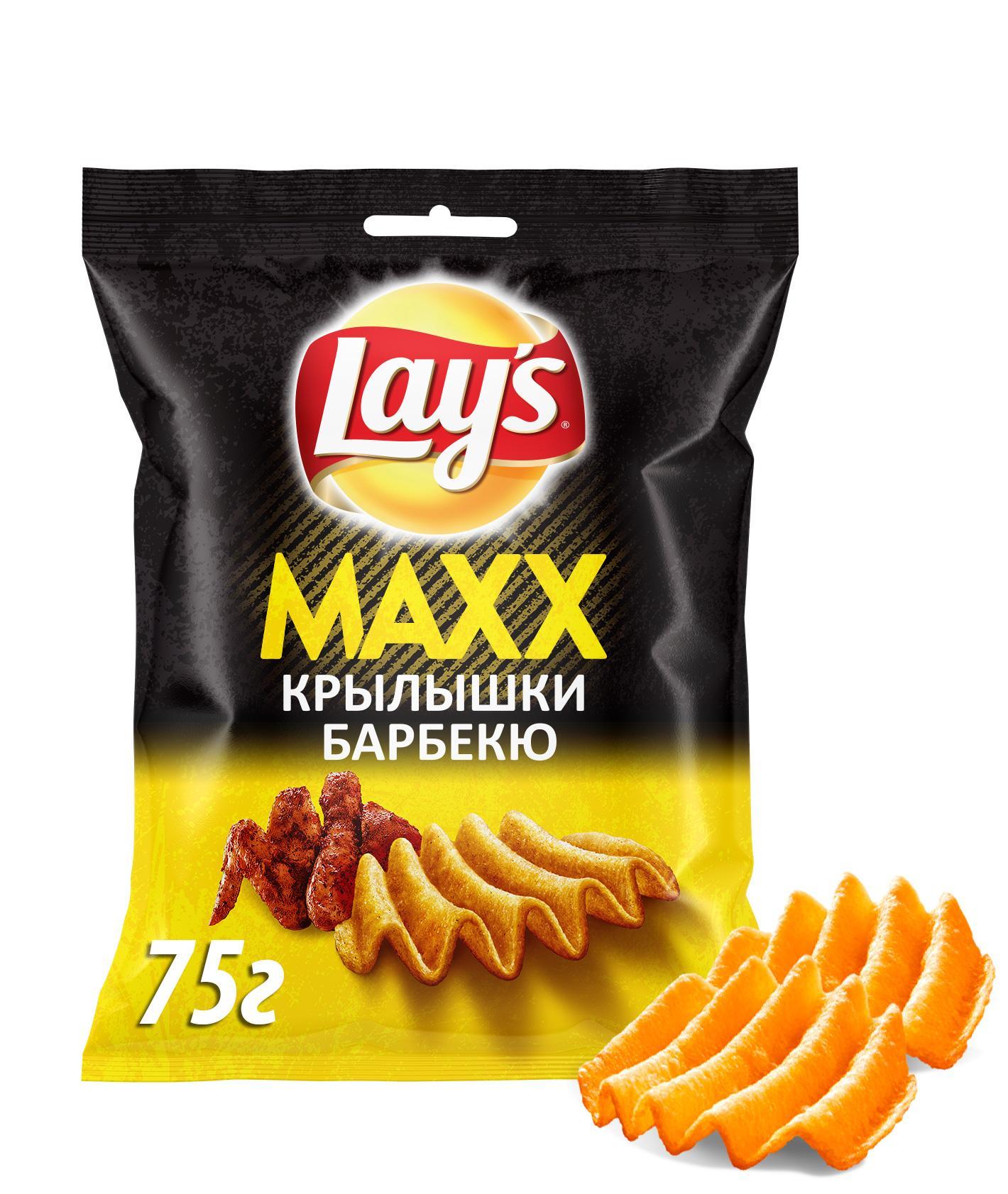 Чипсы Lay's Maxx куриные крылышки барбекю 75 гр., флоу-пак