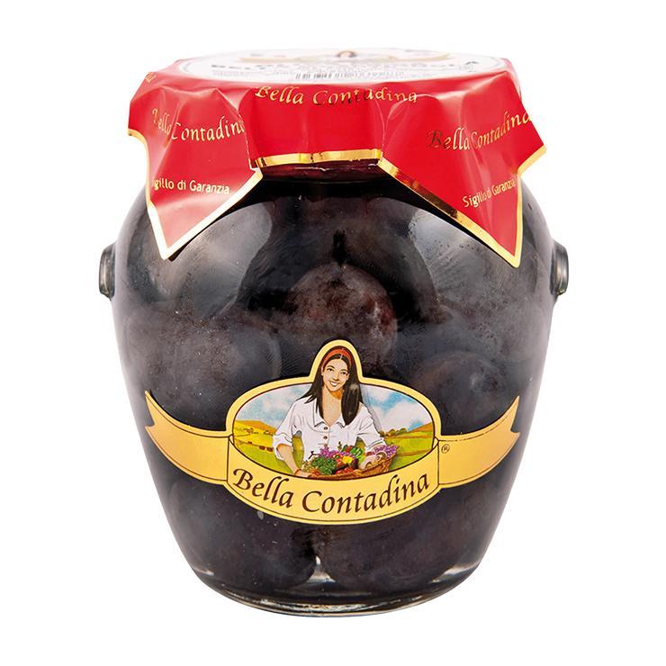 Маслины Bella Contadina гигант черные 290 гр., стекло