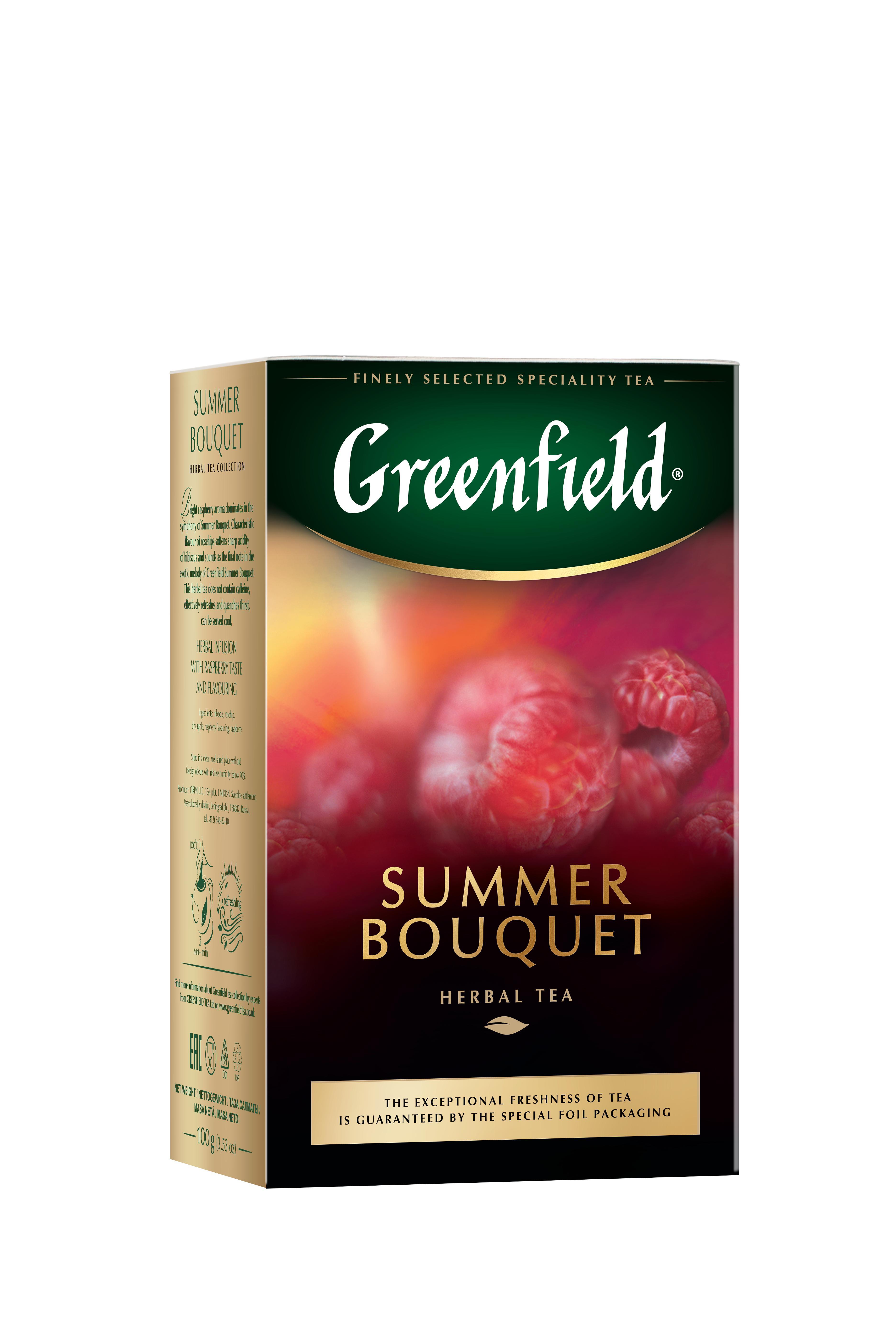 Чай Greenfield Summer Bouquet фруктовый листовой, 100 гр., картон