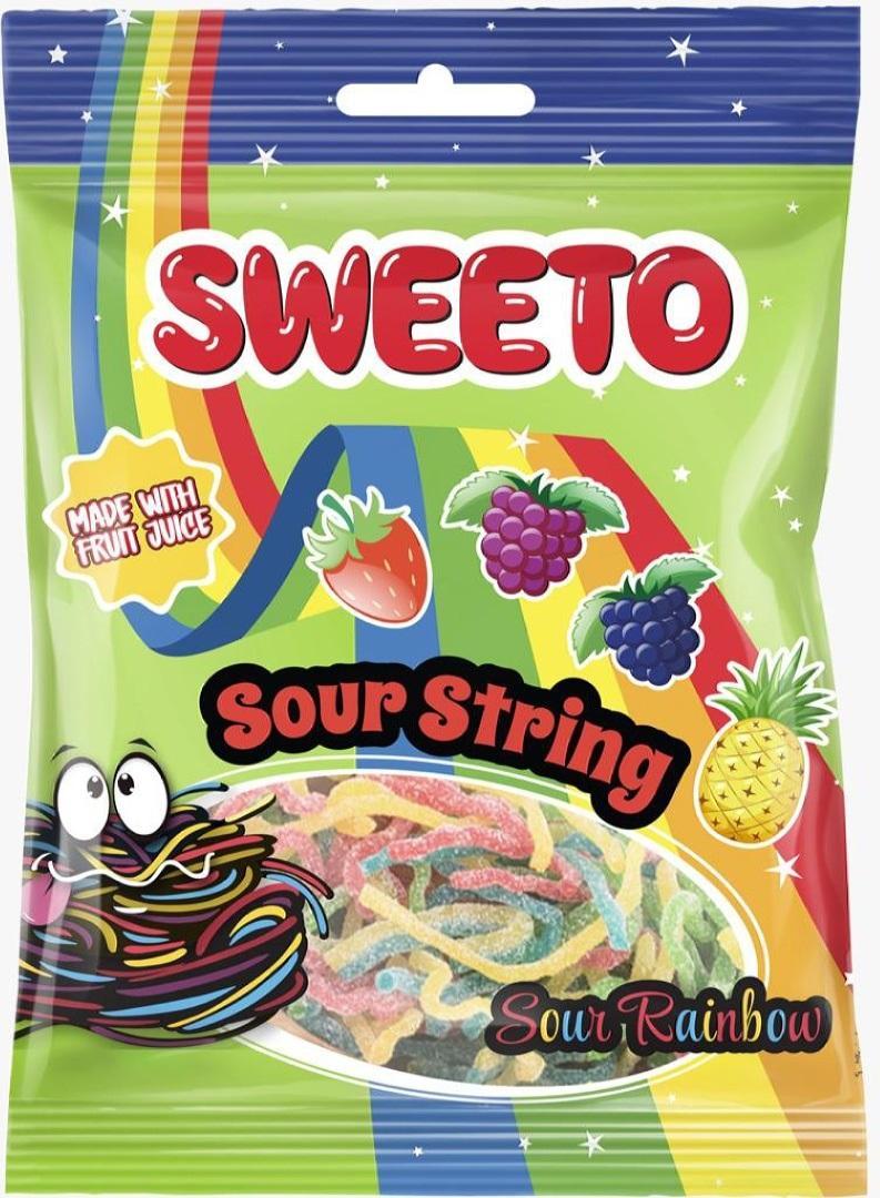 Мармелад Sweeto Sour String Rainbow Кислое спагетти Тутти-Фрутти 80 гр., флоу-пак