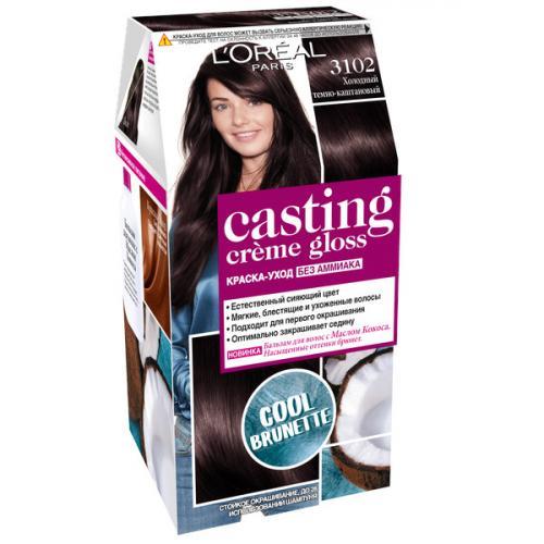 Краска для волос L'Oreal Casting Creme Gloss тон 3102 холодный темно каштановый без аммиака 180 мл., картон