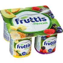 Йогурт Легкий Ананас-Дыня Лесные ягоды 0,1% 4 шт., Fruttis, 440 гр, ПЭТ