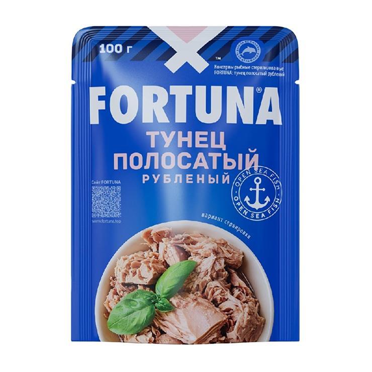 Тунец FORTUNA рубленый в собственном соку 100 гр., пауч
