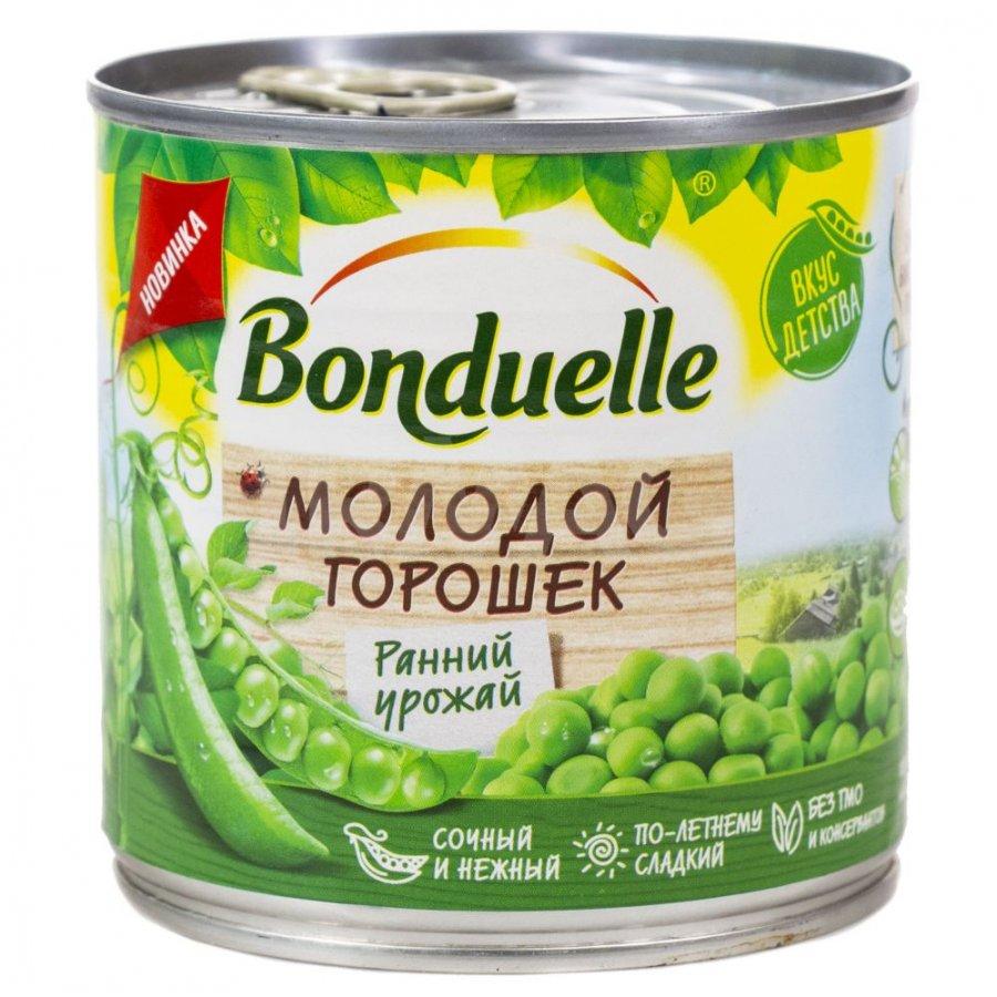 Горошек Бондюэль зеленый молодой консервированный 212 гр., ж/б