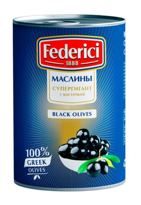Маслины FEDERICI Супергигант с/к 820 гр., ж/б