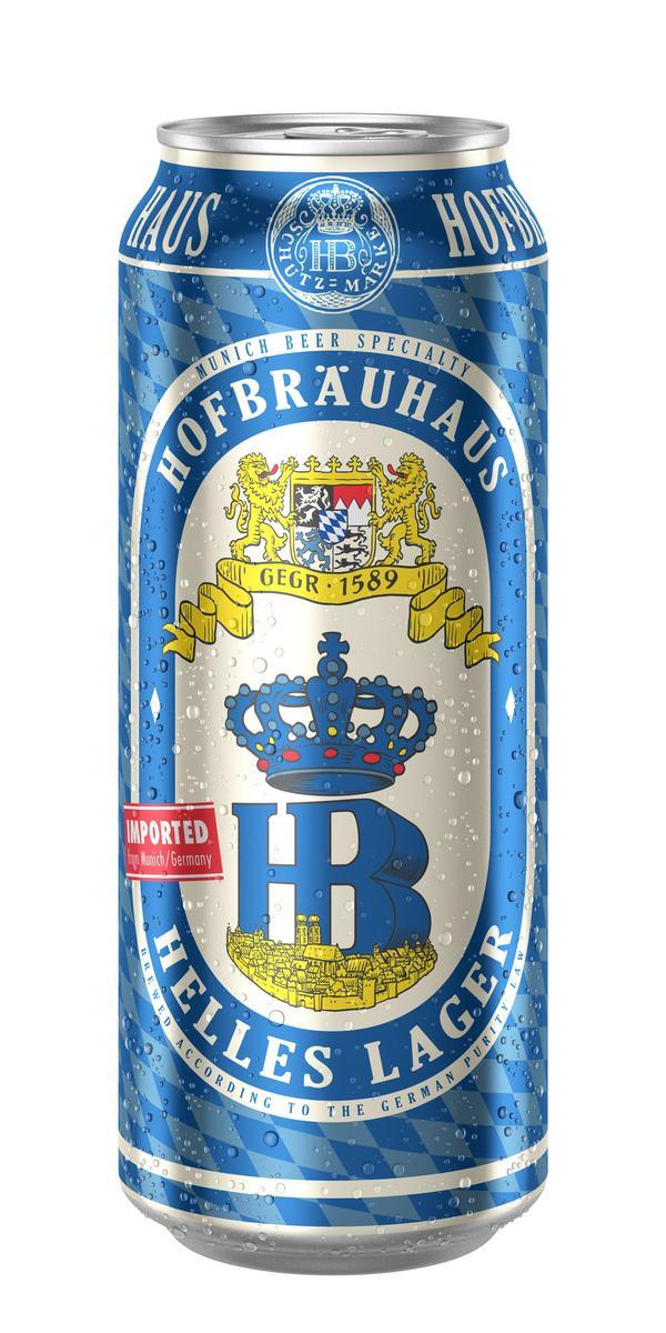 Пиво Hofbrauhaus Helles Lager светлое пастеризованное фильтрованное 4,9% 500 мл., стекло
