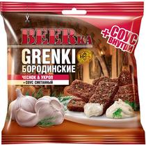 Гренки Beerka бородинские чеснок с укропом + соус 60 гр., флоу-пак
