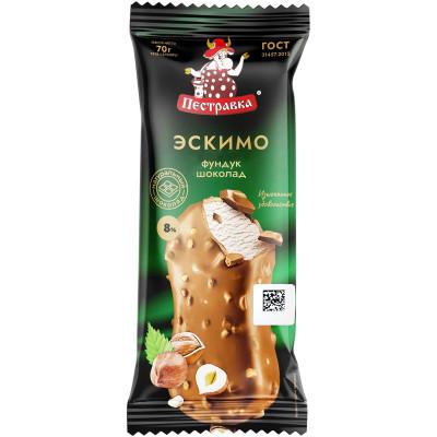 Мороженое Пестравка эскимо фундук в молочном шоколаде 70 гр., флоу-пак