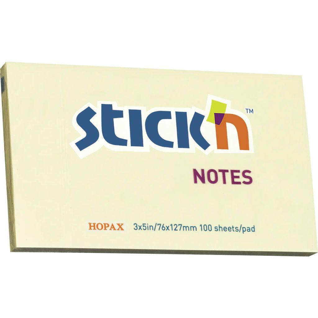 Блок самоклеящийся бумажный STICK`N 21009, 76x127, 100 л, пастель, желтый