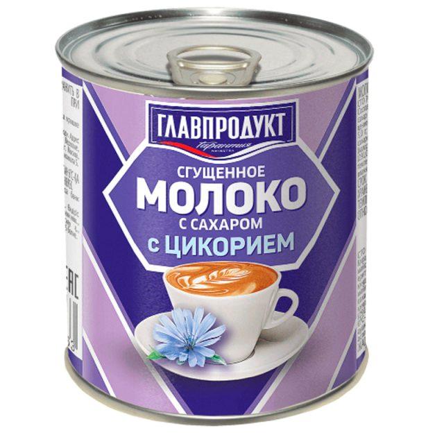 Молоко сгущенное Главпродукт с сахаром и с цикорием 380 гр., ж/б