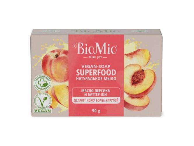 Мыло BioMio superfood Персик и ши Натуральное 90 гр., картон