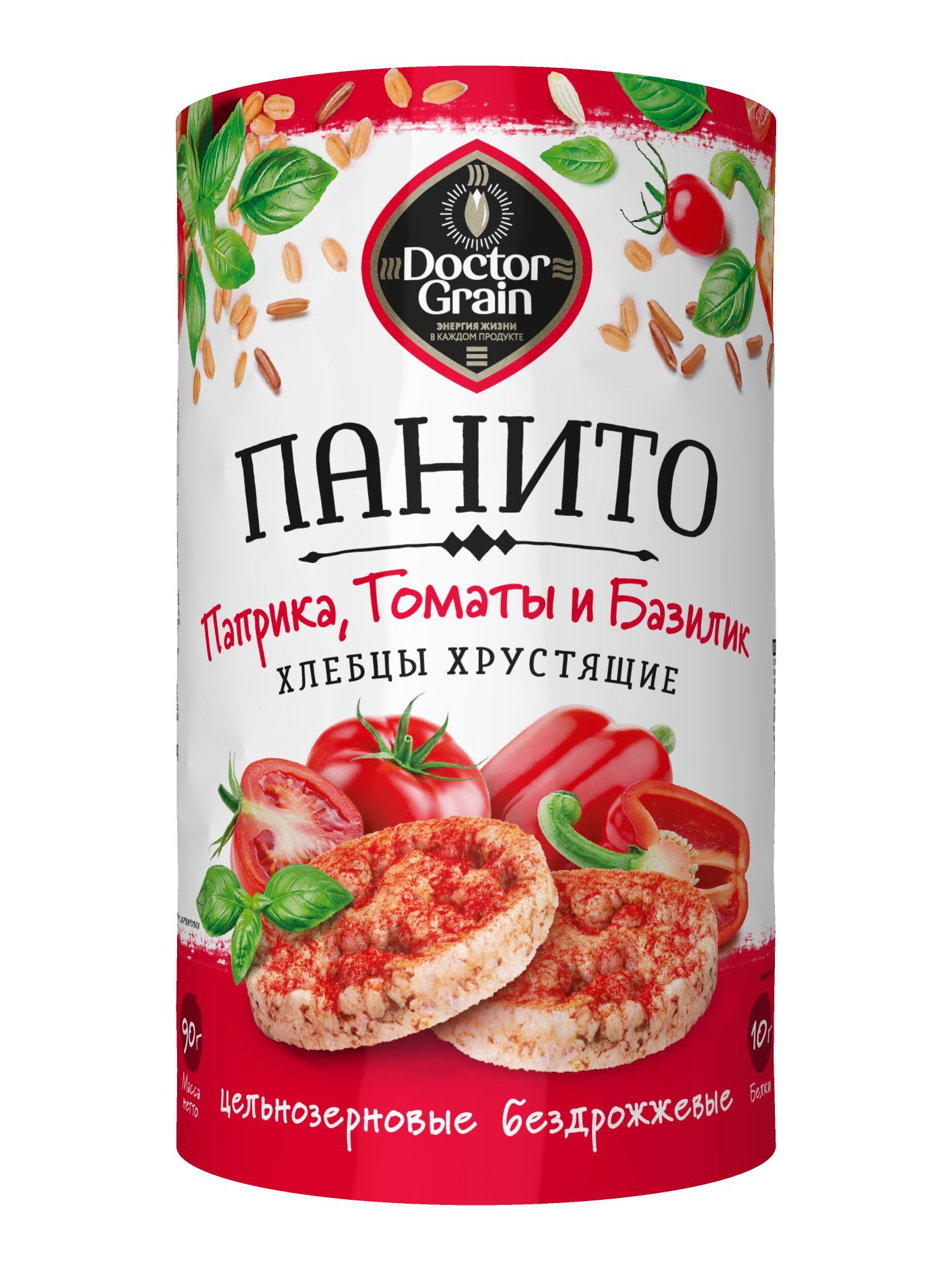 Хлебцы Doctor Grain панито хрустящие с паприкой томатом и базиликом 90 гр., флоу-пак