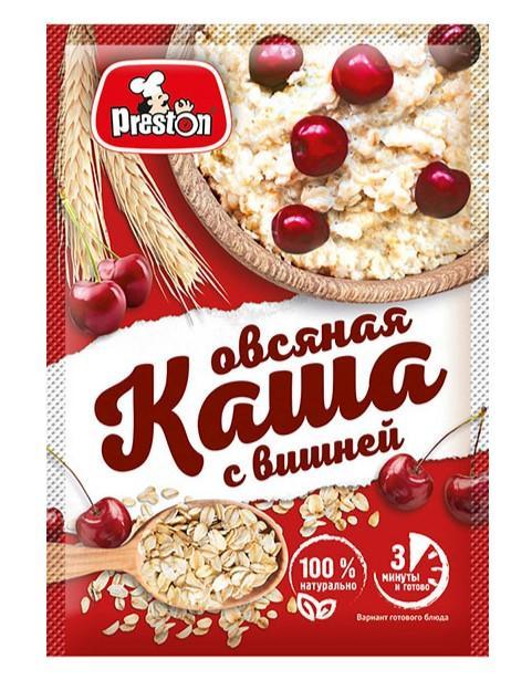 Каша Preston овсяная с вишней быстрого приготовления 37 гр., саше