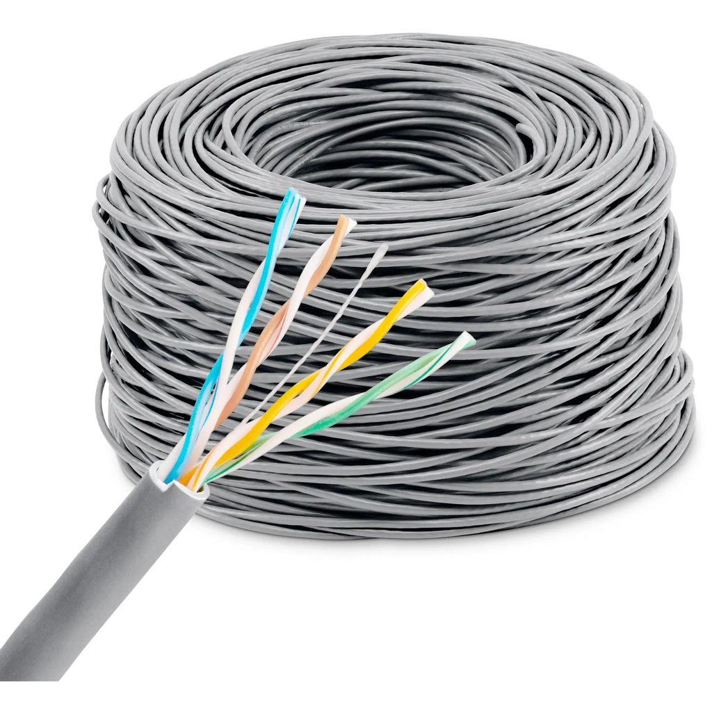 Кабель сетевой KINGPRICE KP-utp-c5e-0.5mm-cca-305m UTP, кат.5E, 305м, 4 пары, 24AWG, 0.5мм, 0.5мм, алюминий омедненный, одножильный, серый