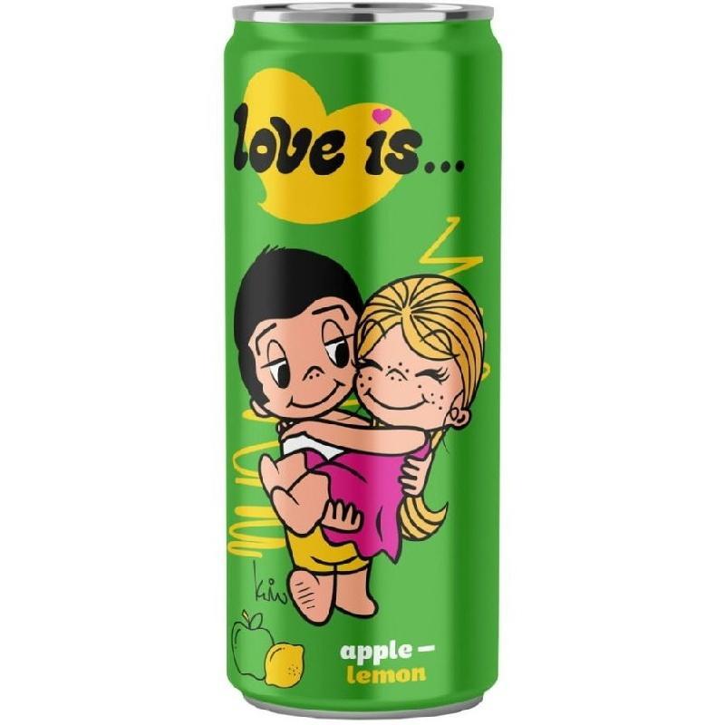 Напиток газированный Love is... яблоко лимон Россия 330 мл., ж/б