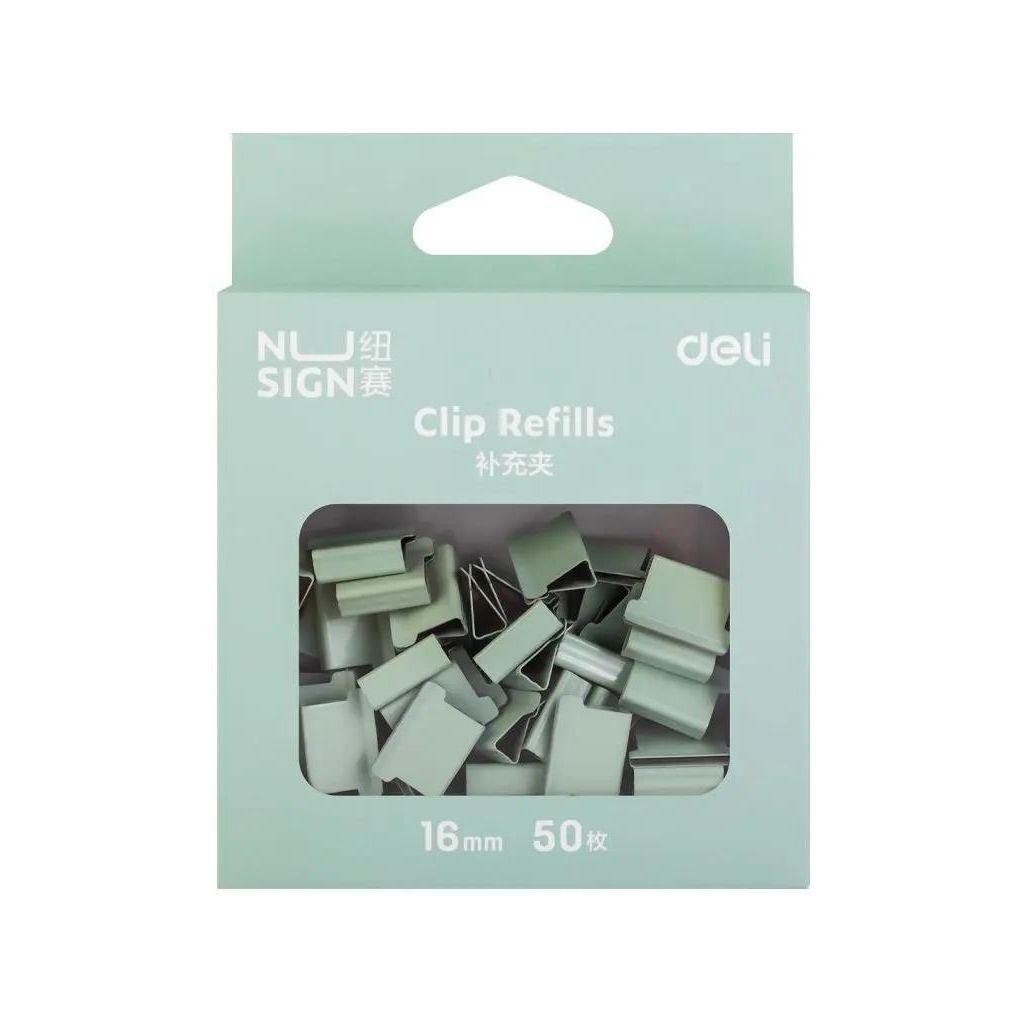 Зажимы Deli NS086GREEN, 16мм, зеленый, 50 шт