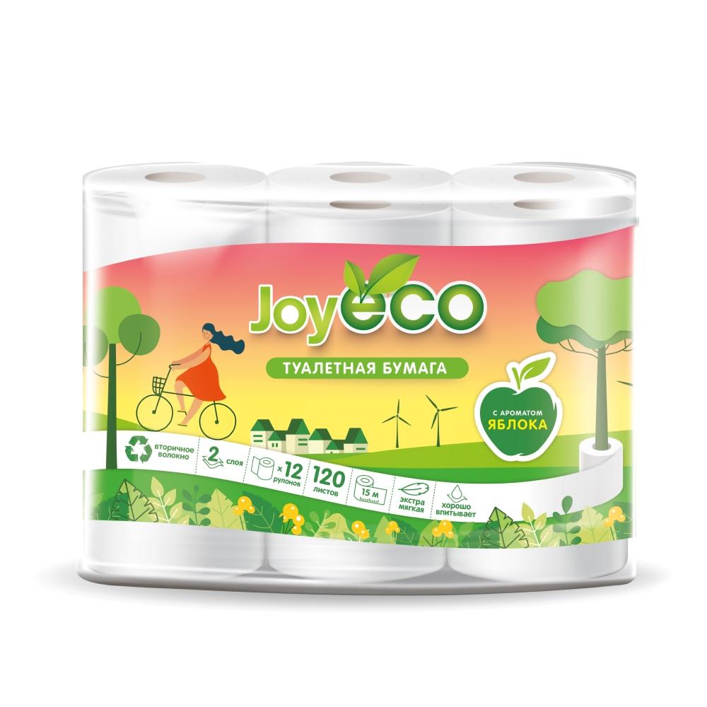 Туалетная бумага JOY ECO двухслойная белая 12 шт., флоу-пак