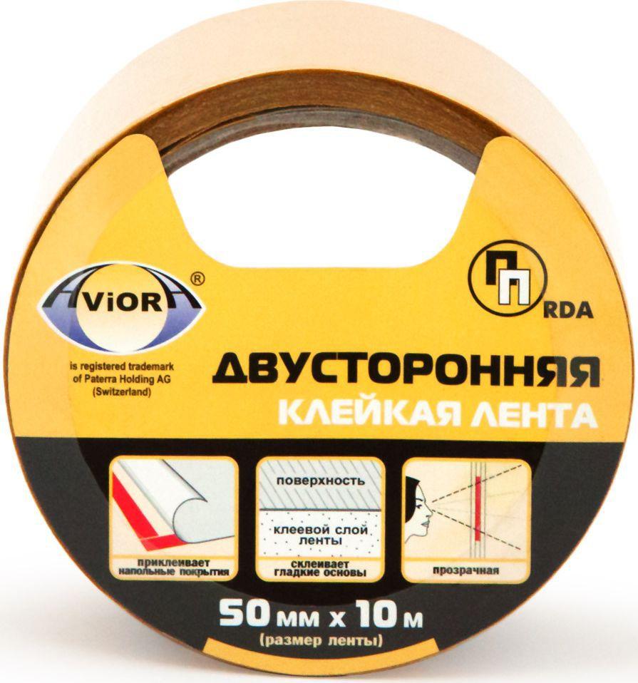 Лента клейкая двусторонняя 50ммх10м Aviora, бумажная упаковка