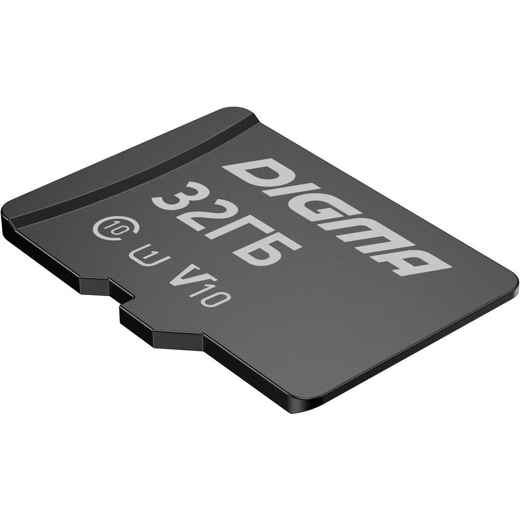 Карта памяти microSDHC UHS-I U1 Digma 32 ГБ, 70 МБ/с, Class 10, CARD10, 1 шт., переходник SD [dgfca032a01]