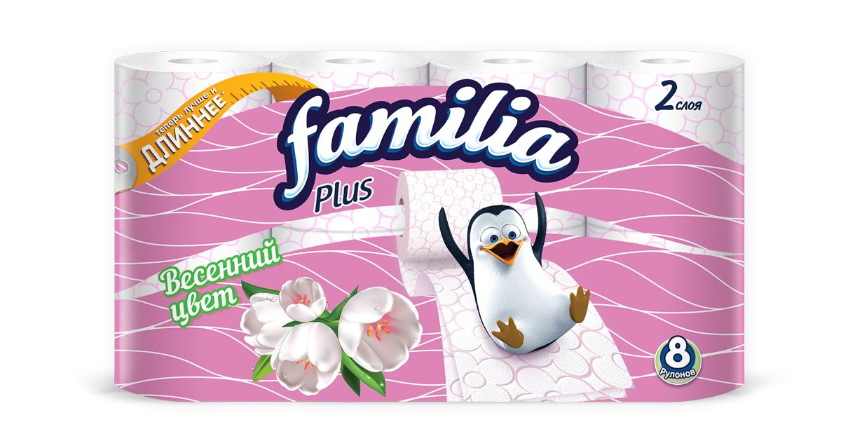 Туалетная бумага Familia Весеннее цветение 2 слоя 8 шт., флоу-пак