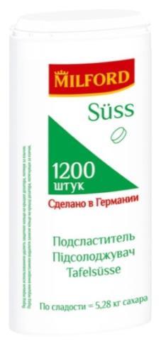 Заменитель сахара Milford Suss 1200 таблеток 72 гр., ПЭТ