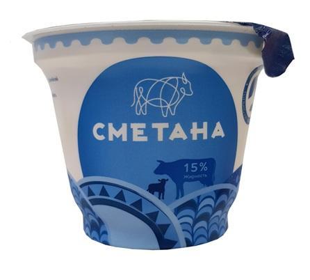 Сметана Астрологическая корова 15%, 180 гр., ПЭТ стакан