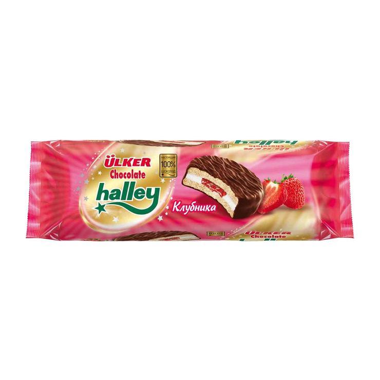 Печенье-сэндвич Ulker Halley клубника маршмеллоу 210 гр., флоу-пак