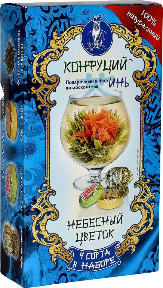 Чай Конфуций Подарочный набор Инь Небесный цветок, зеленый, 80 гр., картон