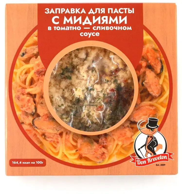 Заправка для пасты Don Kreveton с мидиями в томатно-сливочном соусе с/м 200 гр., картон