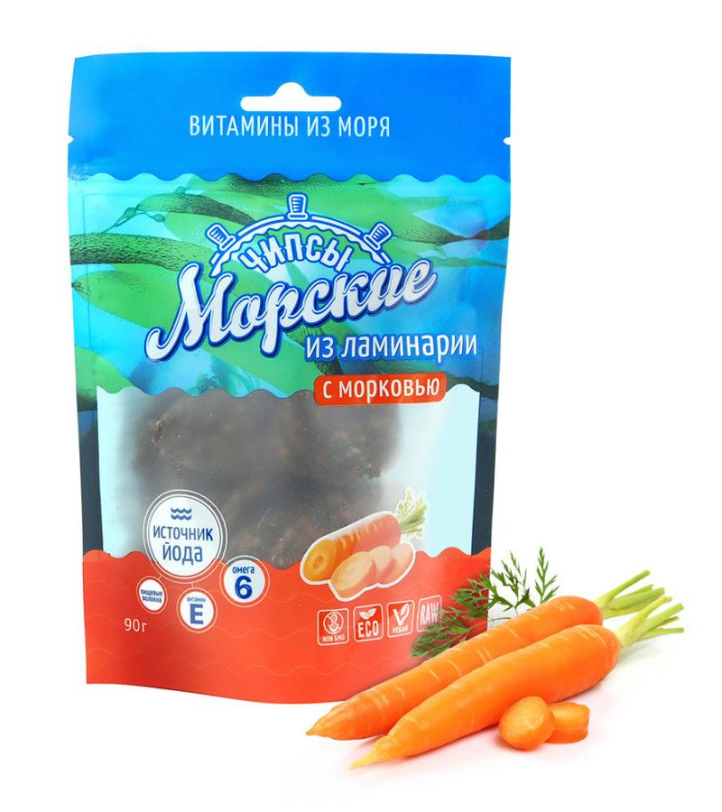 Чипсы Живая еда морские из ламинарии с морковью 90 гр., дой-пак