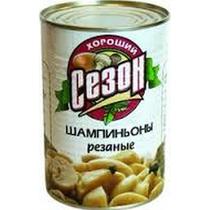 Шампиньоны резанные Хороший сезон, 400 гр., жестяная банка