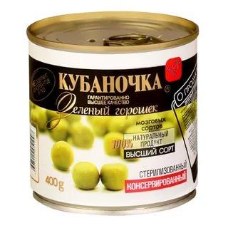 Горошек зеленый Кубаночка 400 гр., ж/б