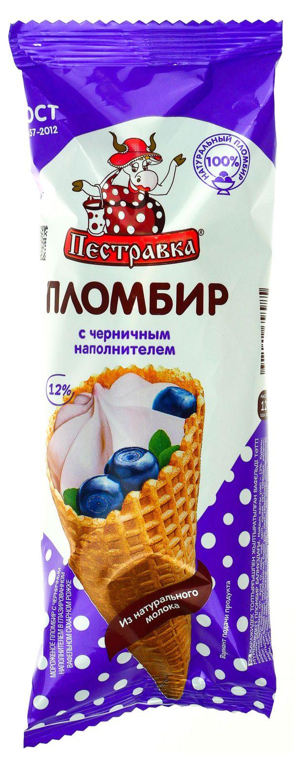 Мороженое Пестравка рожок черника 120 гр., флоу-пак