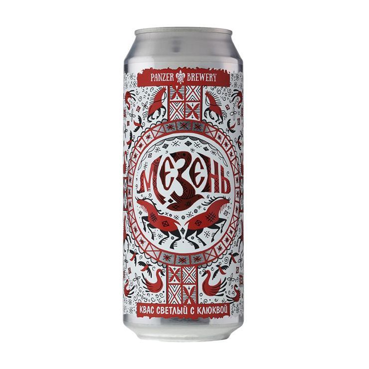 Квас Panzer Brewery Мезень клюква светлый ржаной фильтрованный 500 мл., ж/б