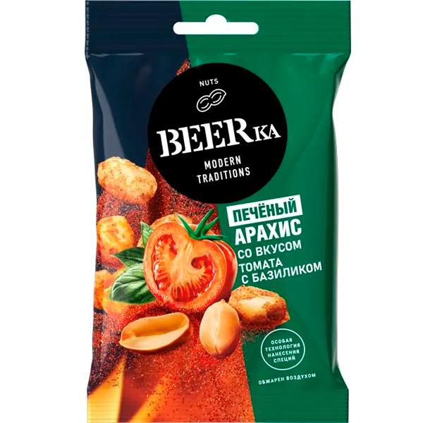 Арахис Beerka печёный со вкусом томата с базиликом 90 гр., флоу-пак